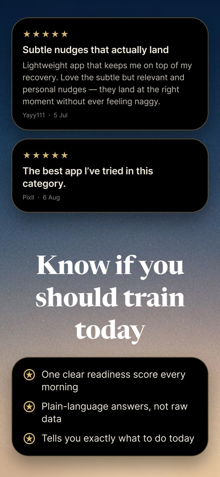 Know if you should train today — plain-language answers, not raw data
